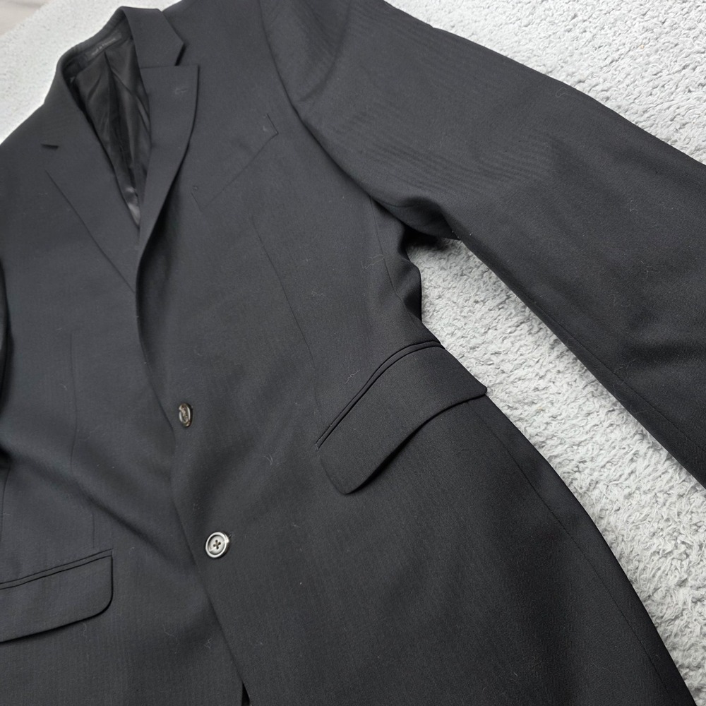 Chaps Mens 44L Black Wool Blend Two Button‎ Suit Jacket Blazer Sport Coat